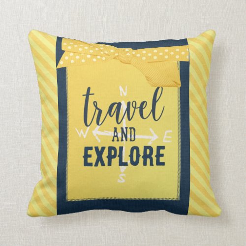 Travel and Explore Compass Pillow