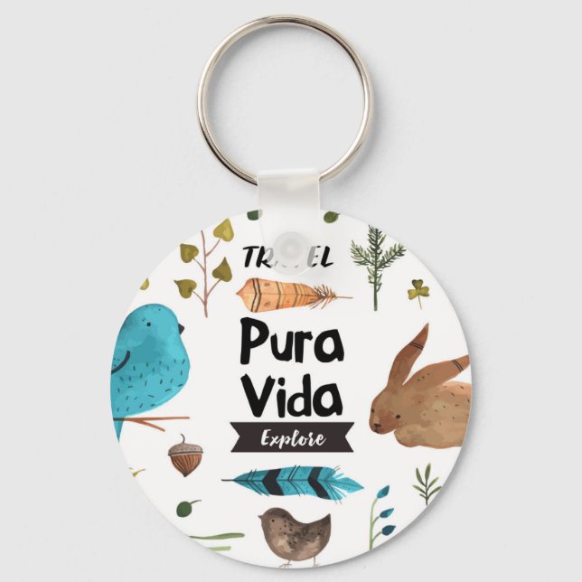 Travel and explore watercolour keychain (Front)