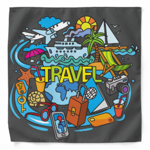 Travel and vacation l Cool drawing for summer Bandana