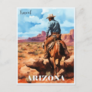 Travel Arizona, Cowboy on Horseback Postcard