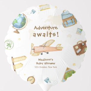 Travel Around The World Airplane Baby Shower  Balloon