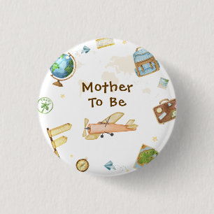 Travel Around The World Mother To Be Baby Shower Button