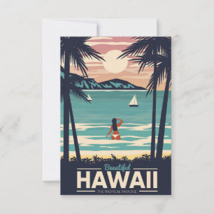 Travel Art Beautiful Hawaii Beach RSVP Card