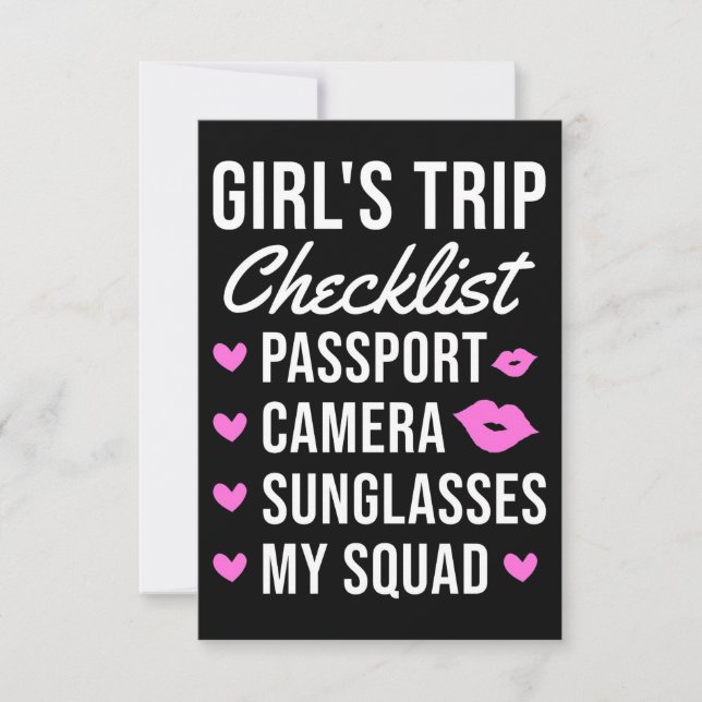 Travel Art Girls Trip Checklist RSVP Card (Front)