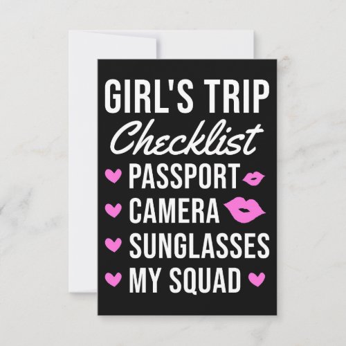 Travel Art Girls Trip Checklist Thank You Card