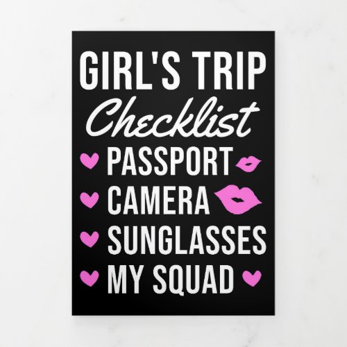 Travel Art Girls Trip Checklist Tri_Fold Holiday Card