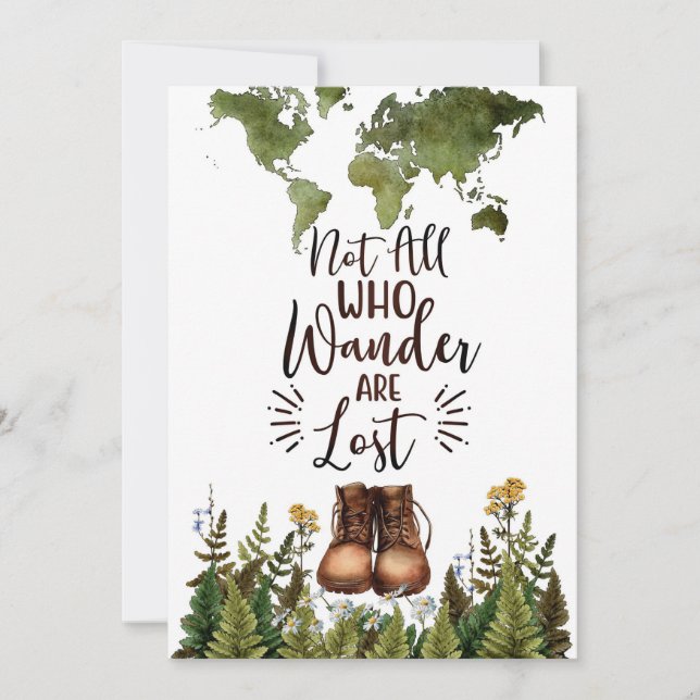 Travel Art Not All Who Wander Are Lost Holiday Card (Front)