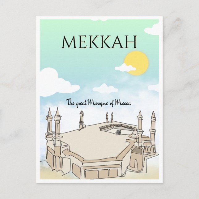 Travel art of the Great Mosque of Mecca Postcard (Front)