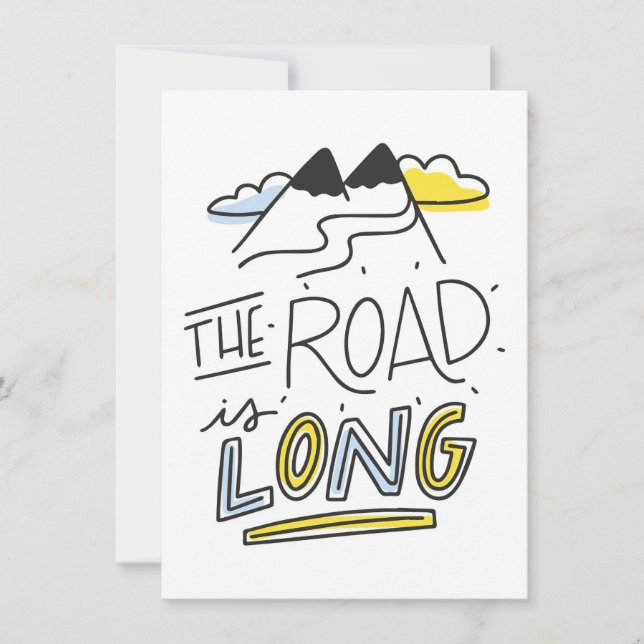 Travel Art The Road Is Long Invitation (Front)
