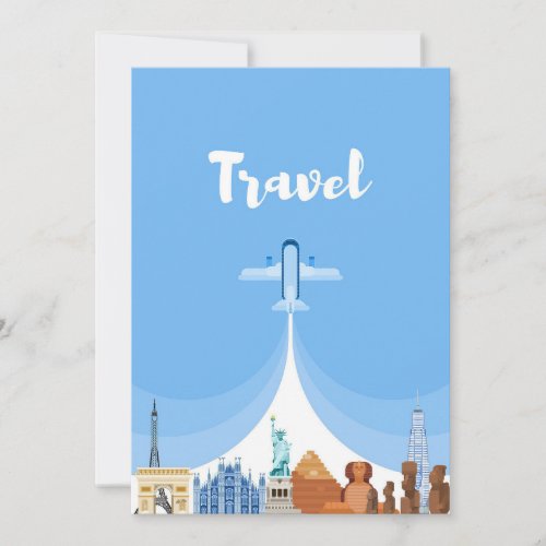 Travel Art Travel Around The World Thank You Card