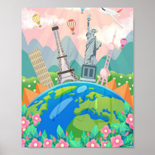 Travel Art Travel Around World Poster