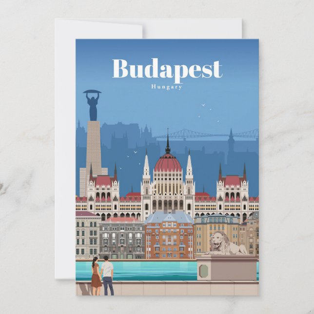 Travel Art Travel To Budapest Thank You Card (Front)