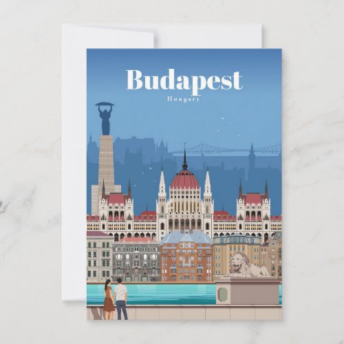 Travel Art Travel To Budapest Thank You Card