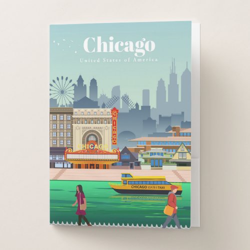 Travel Art Travel To Chicago Pocket Folder