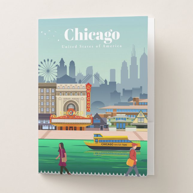 Travel Art Travel To Chicago Pocket Folder (Front)