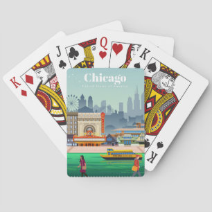 Travel Art Travel To Chicago Poker Cards