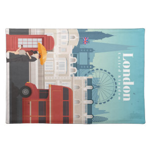 Travel Art Travel To London England Cloth Placemat