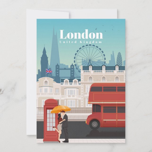 Travel Art Travel To London England Thank You Card (Front)