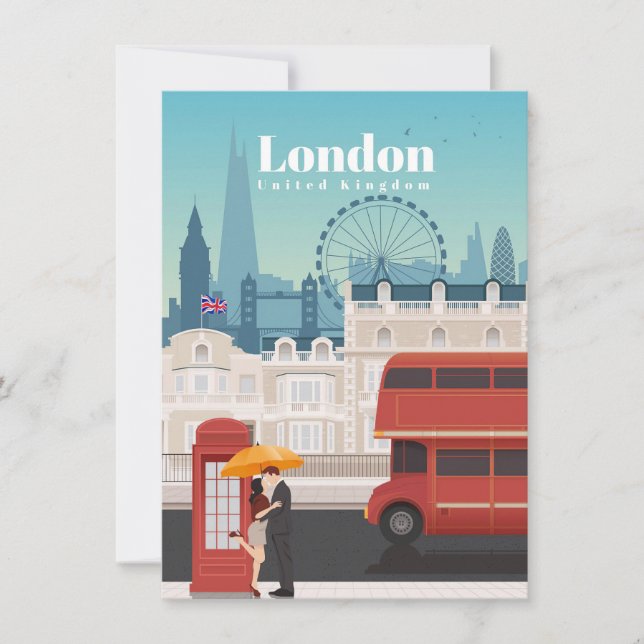 Travel Art Travel To London England Thank You Card (Front)