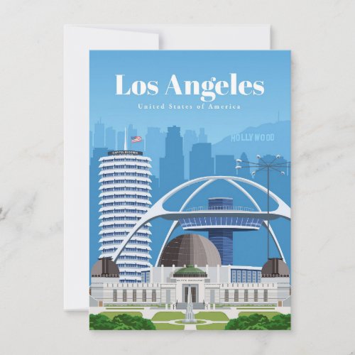 Travel Art Travel to Los Angeles Thank You Card