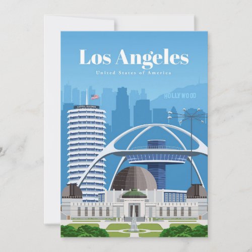 Travel Art Travel to Los Angeles Thank You Card