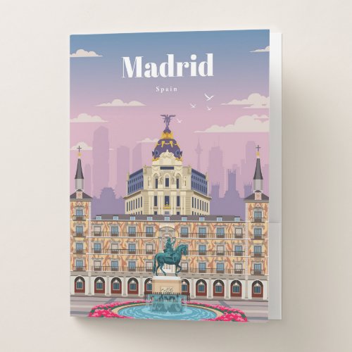 Travel Art Travel To Madrid Spain Pocket Folder