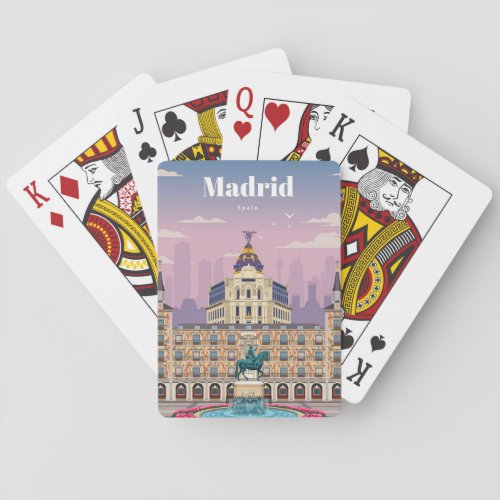 Travel Art Travel To Madrid Spain Poker Cards