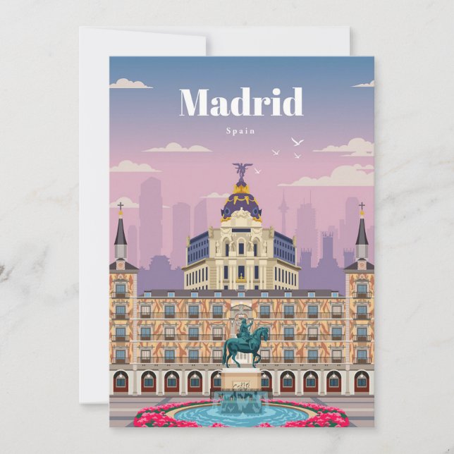 Travel Art Travel To Madrid Spain Thank You Card (Front)