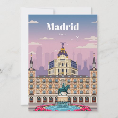 Travel Art Travel To Madrid Spain Thank You Card