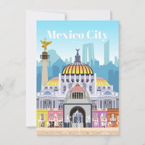 Travel Art Travel To Mexico City Thank You Card