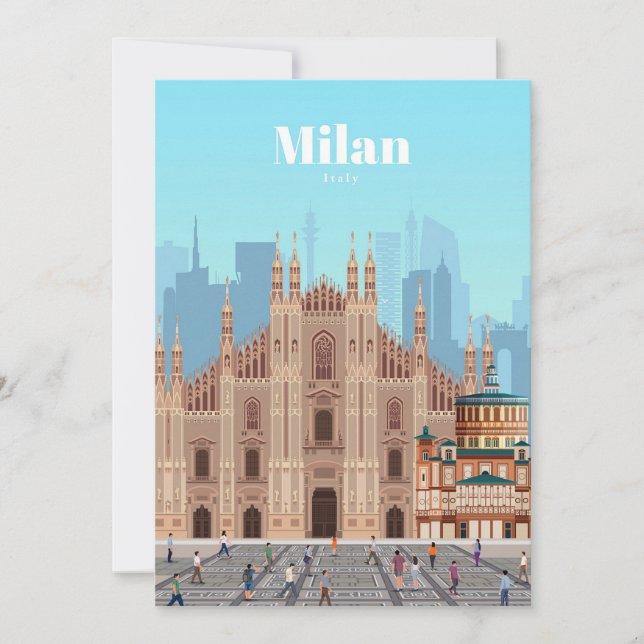 Travel Art Travel to Milan Italy Invitation (Front)