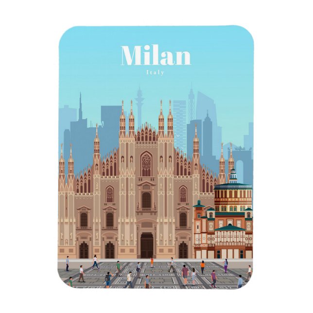 Travel Art Travel to Milan Italy Magnet (Vertical)