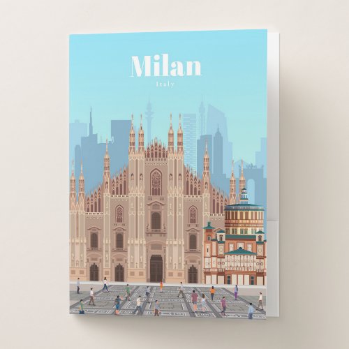 Travel Art Travel to Milan Italy Pocket Folder