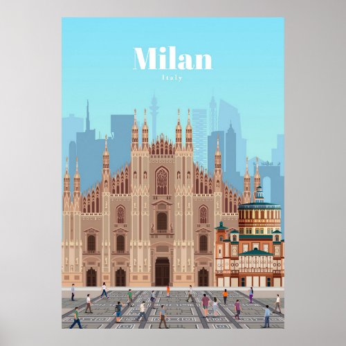 Travel Art Travel to Milan Italy Poster
