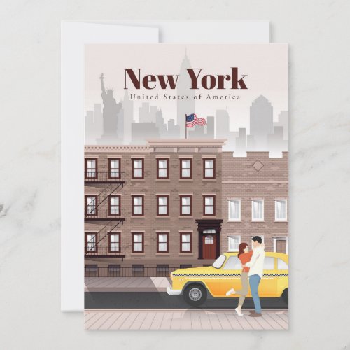 Travel Art Travel To New York City Thank You Card