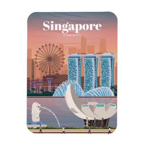 Travel Art Travel To Singapore Magnet