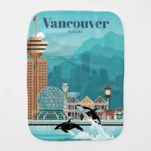 Travel Art Travel To Vancouver Baby Burp Cloth