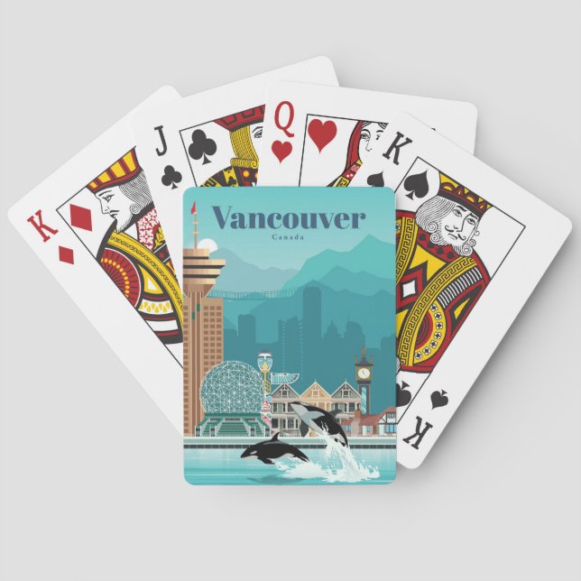 Travel Art Travel To Vancouver Poker Cards (Back)