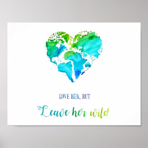 Travel Art _ Watercolor Heart Shaped World Map Poster
