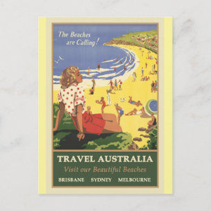 Travel Australia Beaches Vintage Postcard