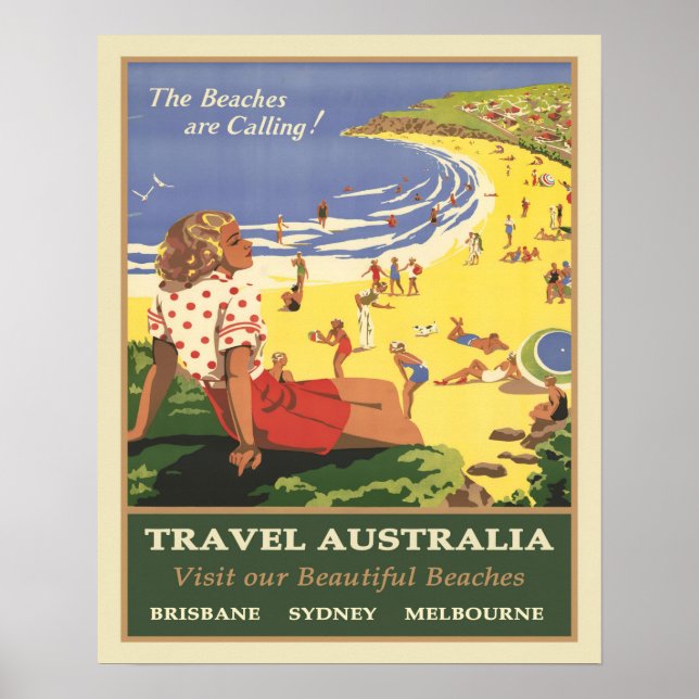 Travel Australia The Beaches are Calling Poster (Front)