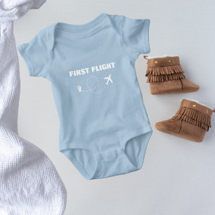 Travel Baby First Flight Cool Minimalist Airplane Baby Bodysuit