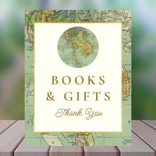 Travel Baby Shower Books and Gifts Table Sign