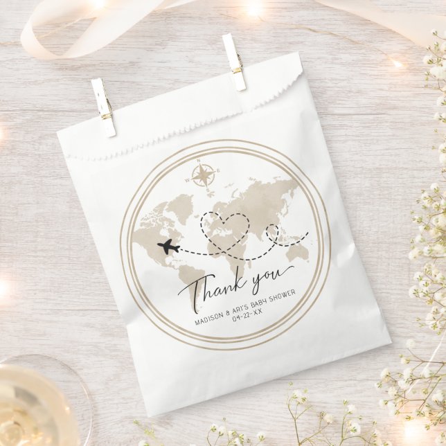Travel Baby Shower Favor Bag – Thank You Map (Clipped)