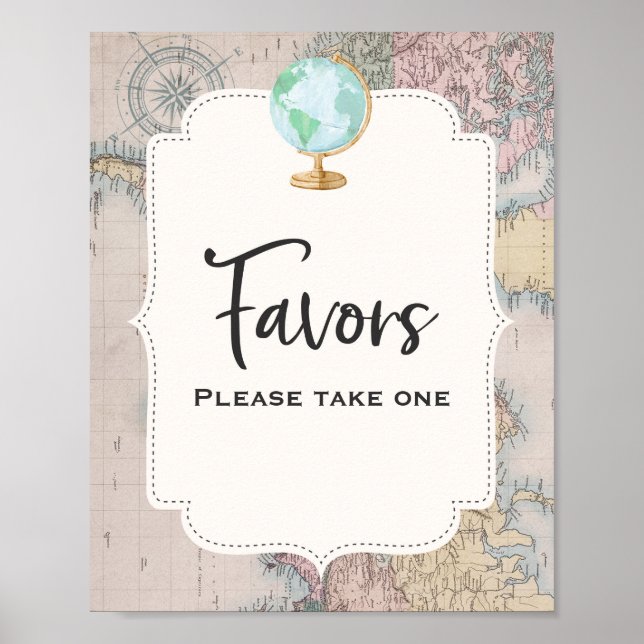 Travel Baby Shower Favor Sign Adventure Shower (Front)
