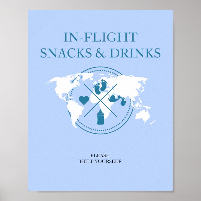 Travel Baby Shower In Flight Food Table Sign (Front)