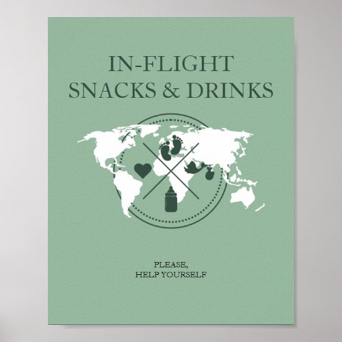 Travel Baby Shower In Flight Food Table Sign