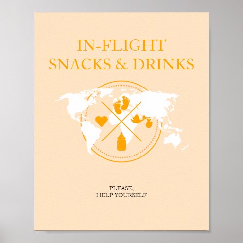 Travel Baby Shower In Flight Food Table Sign