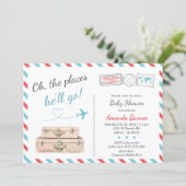 Travel Baby Shower Invitation, Airplane Invites (Standing Front)