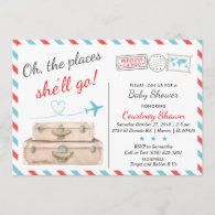 Travel Baby Shower Invitation for Girls, Airline